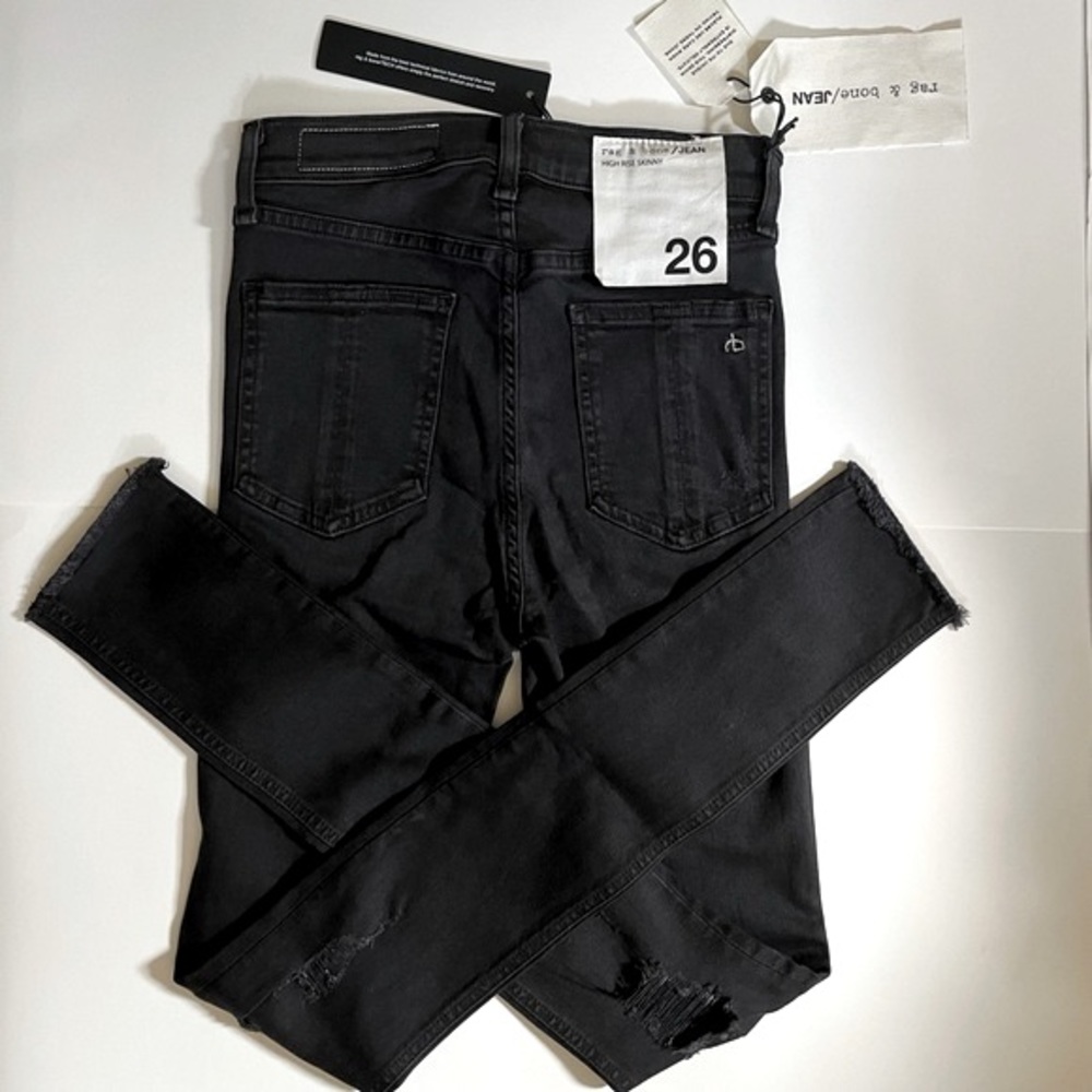 rag & bone Night W HLS High Rise Skinny Black 26” Distressed Women’s Jeans.